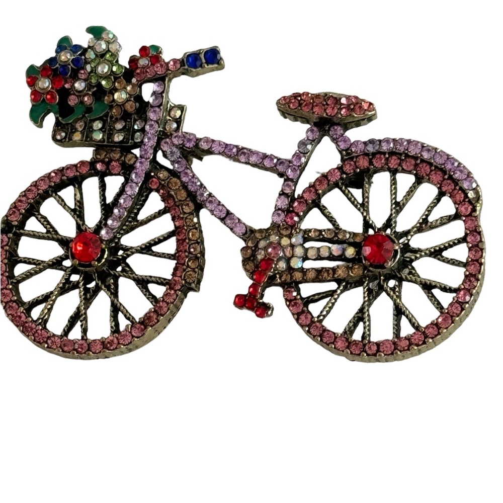 CRYSTAL  BICYCLE BROOCH PIN - Picture 4 of 5